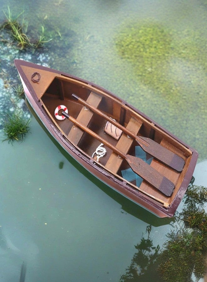 NAUTIMALL نموذج قارب تجديف خشبي مصنوع يدويًا من نوتيمال مع مجاديف، قارب مصغر عتيق للديكور المنزلي، هدية بحرية، وقطعة تذكارية، قارب شراعي بحري مصغر للديكور - Image 5